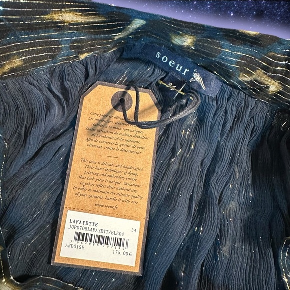 NWT Soeur ‘Lafayette’ Leopard Muslin Skirt in “Peacock Blue” Size 34 = Size XS - Picture 6 of 16